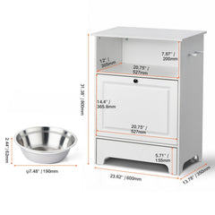Pet Feeding Station w/ 2 Elevated Dog Bowls Dog Food & Toy Storage Cabinet