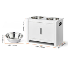 Pet Feeding Station w/ 2 Elevated Dog Bowls Dog Food & Toy Storage Cabinet