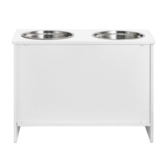 Pet Feeding Station w/ 2 Elevated Dog Bowls Dog Food & Toy Storage Cabinet