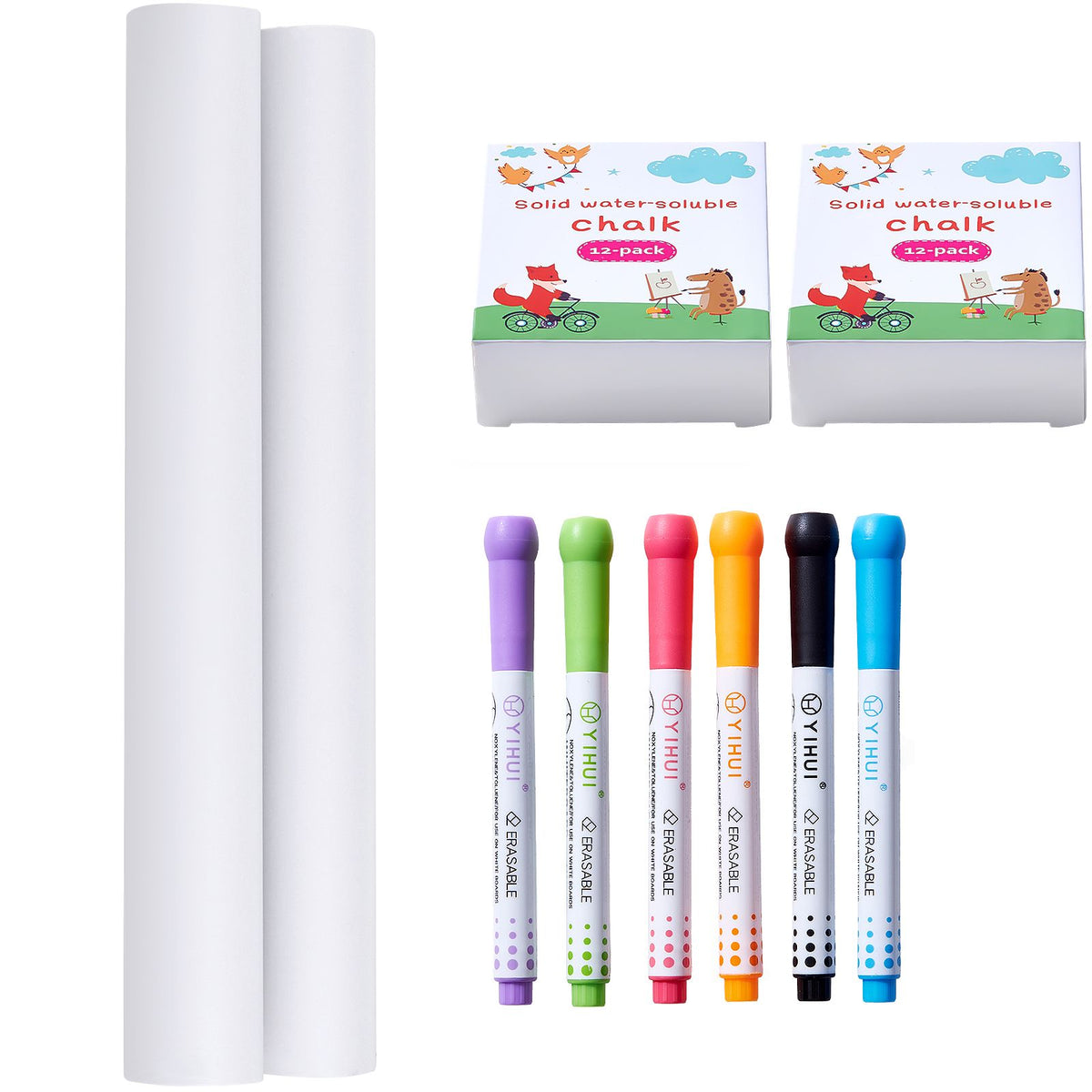 Easel Accessory Set Chalk & Markers & Paper Rolls 32PCS for Standing Easel