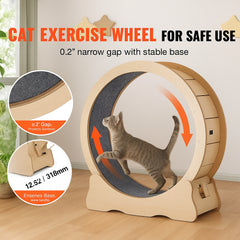 Cat Exercise Wheel, Large Cat Treadmill Wheel for Indoor Cats, 35.8 inch Cat Running Wheel with Detachable Carpet and Cat Teaser for Running/Walking/Training, Suitable for Most Cats