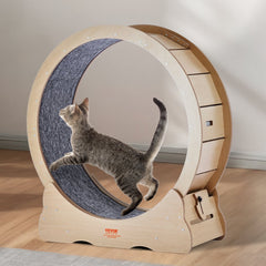 Cat Exercise Wheel, Large Cat Treadmill Wheel for Indoor Cats, 35.8 inch Cat Running Wheel with Detachable Carpet and Cat Teaser for Running/Walking/Training, Suitable for Most Cats