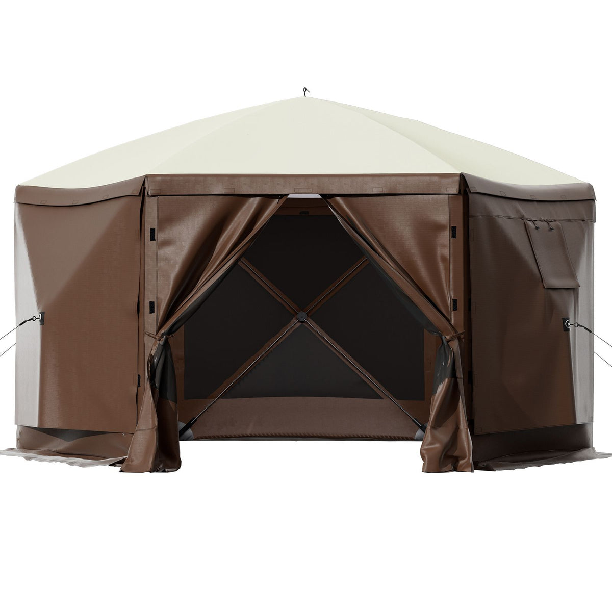 Pop-up Camping Gazebo Camping Canopy Shelter 6 Sided 10' x 10' Sun Shade