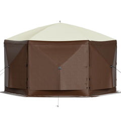Pop-up Camping Gazebo Camping Canopy Shelter 6 Sided 10' x 10' Sun Shade