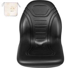 Universal Lawn Tractor Seat Replacement, Compact High Back Mower Seat, Black Vinyl Forklift Seat, Central Drain Hole Skid Steer Seat with Mounting Bolt Patterns of 8" x 11.5" & 11.25" x 11.5"