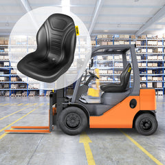 Universal Lawn Tractor Seat Replacement, Compact High Back Mower Seat, Black Vinyl Forklift Seat, Central Drain Hole Skid Steer Seat with Mounting Bolt Patterns of 8" x 11.5" & 11.25" x 11.5"