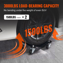 Car Dolly Wheel Tire Dolly 2 PCS Heavy Duty Skate Auto Repair Dolly 3000LB