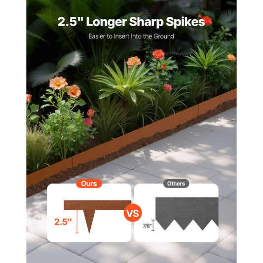 Steel Landscape Edging, 10 Packs 40 x 4.5 in Weather-Resistant & Pre-Rust Metal Landscape Edging, Bendable Garden Edging Border, Heavy Duty Lawn Edging, Flower Bed Yard Pathway Divider
