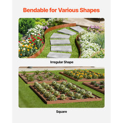 Steel Landscape Edging, 10 Packs 40 x 4.5 in Weather-Resistant & Pre-Rust Metal Landscape Edging, Bendable Garden Edging Border, Heavy Duty Lawn Edging, Flower Bed Yard Pathway Divider