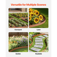 Steel Landscape Edging, 10 Packs 40 x 4.5 in Weather-Resistant & Pre-Rust Metal Landscape Edging, Bendable Garden Edging Border, Heavy Duty Lawn Edging, Flower Bed Yard Pathway Divider