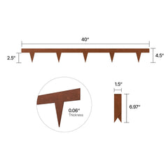 Steel Landscape Edging, 10 Packs 40 x 4.5 in Weather-Resistant & Pre-Rust Metal Landscape Edging, Bendable Garden Edging Border, Heavy Duty Lawn Edging, Flower Bed Yard Pathway Divider