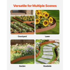 Steel Landscape Edging, 6 Packs 40 x 6 in Weather-Resistant & Pre-Rust Metal Landscape Edging, Bendable Garden Edging Border, Heavy Duty Lawn Edging, Flower Bed Yard Pathway Divider