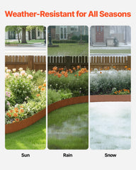Steel Landscape Edging, 6 Packs 40 x 6 in Weather-Resistant & Pre-Rust Metal Landscape Edging, Bendable Garden Edging Border, Heavy Duty Lawn Edging, Flower Bed Yard Pathway Divider