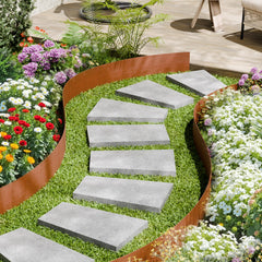 Steel Landscape Edging, 6 Packs 40 x 6 in Weather-Resistant & Pre-Rust Metal Landscape Edging, Bendable Garden Edging Border, Heavy Duty Lawn Edging, Flower Bed Yard Pathway Divider
