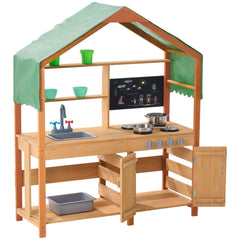 Wooden Mud Kitchen Outdoor Toy Play Kitchen Set for Kids Pretend Playset