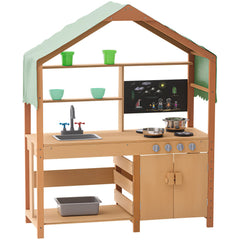 Wooden Mud Kitchen Outdoor Toy Play Kitchen Set for Kids Pretend Playset