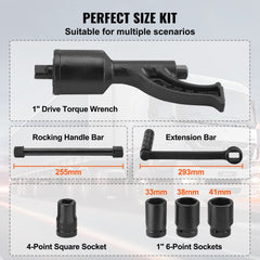 Torque Multiplier, Heavy Duty Torque Multiplier Wrench Set, 1 Inch Drive Lug Nut Wrench Torque Multiplier, 1:64 6800N.m Lug Nut Remover, with 4 Sockets and Storage Case for Truck Trailer RV