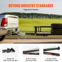 Tow Bar, 2495 kg Towing Capacity with Chains, Powder-Coating Alloy Steel Bumper-Mounted Universal Towing Bar, Coupler Fits 5cm Ball Hitch, 100 cm Opening Width, for RV Car Trailer Truck