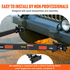 Tow Bar, 2495 kg Towing Capacity with Chains, Powder-Coating Alloy Steel Bumper-Mounted Universal Towing Bar, Coupler Fits 5cm Ball Hitch, 100 cm Opening Width, for RV Car Trailer Truck