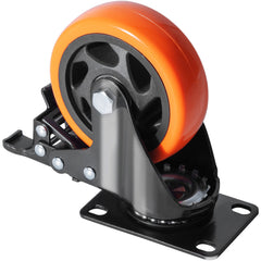 Caster Wheels, 101.6 mm Swivel Plate Casters, Set of 4, with Security A/B Locking No Noise PVC Wheels, Heavy Duty 159 kg Load Capacity Per Caster, Non-Marking Wheels for Cart Furniture Workbench