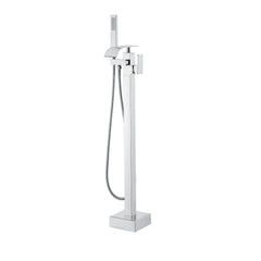 Freestanding Bathtub Faucet, Floor Mount, Freestanding Tub Filler, Shower Mixer Taps, Two Water Modes, 360° Swivel Spout, for Bathing & Showering Pet Bathing Cleaning Drains Toilet Flushing