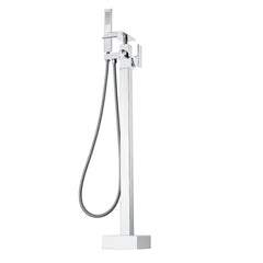 Freestanding Bathtub Faucet, Floor Mount, Freestanding Tub Filler, Shower Mixer Taps, Two Water Modes, 360° Swivel Spout, for Bathing & Showering Pet Bathing Cleaning Drains Toilet Flushing