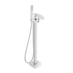Freestanding Bathtub Faucet, Floor Mount, Freestanding Tub Filler, Shower Mixer Taps, Two Water Modes, 360° Swivel Spout, for Bathing & Showering Pet Bathing Cleaning Drains Toilet Flushing