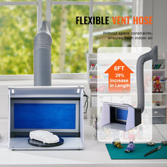 Airbrush Spray Booth, Portable Hobby Airbrush Paint Spray Booth Kit with 4 LED Light, Powerful Dual Exhaust Fans, Turntable and 6 ft Extension Hose, for Painting Models, Arts, Crafts, Cakes