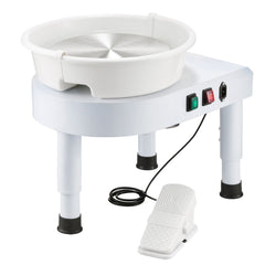 Pottery Wheel, 28 cm Ceramic Wheel Forming Machine, 60-300 RPM Speed Adjustable Foot Pedal, Adjustable Lift Leg, Detachable Basin, Complete Tool Accessory Kit for Work Art Craft DIY, White