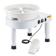 VEVOR Pottery Wheel, 28 cm Ceramic Wheel Forming Machine, 60-300 RPM Speed Adjustable Foot Pedal, Adjustable Lift Leg, Detachable Basin, Complete Tool Accessory Kit for Work Art Craft DIY, White