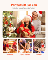 VEVOR Pottery Wheel, 28 cm Ceramic Wheel Forming Machine, 60-300 RPM Speed Adjustable Foot Pedal, Adjustable Lift Leg, Detachable Basin, Complete Tool Accessory Kit for Work Art Craft DIY, White