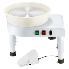 Pottery Wheel, 35 cm Ceramic Wheel Forming Machine, 60-300 RPM Speed Adjustable Foot Pedal, Adjustable Lift Leg, Detachable Basin, Complete Tool Accessory Kit for Work Art Craft DIY, White