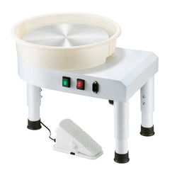 Pottery Wheel, 35 cm Ceramic Wheel Forming Machine, 60-300 RPM Speed Adjustable Foot Pedal, Adjustable Lift Leg, Detachable Basin, Complete Tool Accessory Kit for Work Art Craft DIY, White