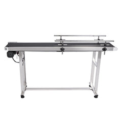 Belt Conveyor, 1498.6 x 198.1 mm Conveyor Table Heavy Duty Stainless Steel Motorized Belt Conveyor for Inkjet Coding Applications Powered PVC Belt Anti-Static Adjustable Speed (Double Guardrail)