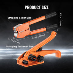 Banding Strapping Kit with Strapping Tensioner Tool, Banding Sealer Tool, 300 m Length PET Band, 300 Metal Seals, Pallet Packaging Strapping Banding Kit Banding Packaging Strapping for Packing