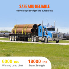 Winch Straps, 10.2 cm x 9.1 m, 2.7T Load Capacity, 8.2T Break Strength, Truck Straps with Flat Hook, Flatbed Tie Downs Cargo Control for Trailers, Farms, Rescues, Tree Saver, Yellow (10 Pack)