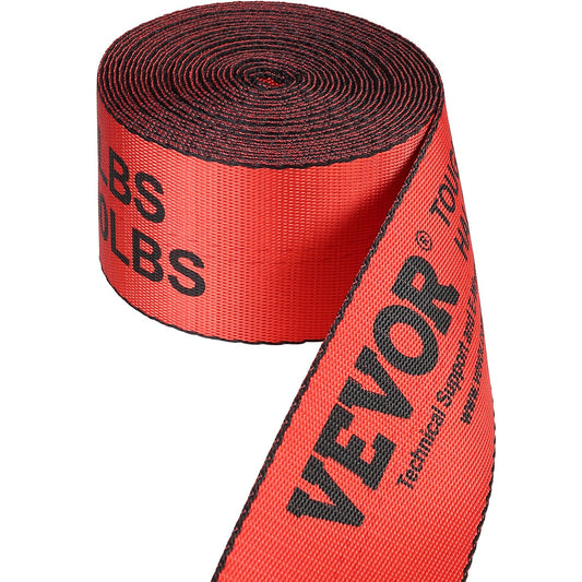 Winch Straps, 10.2 cm x 9.1 m, 2.7T Load Capacity, 8.2T Breaking Strength, Truck Straps with Flat Hook, Flatbed Tie Downs Cargo Control for Trailers, Farms, Rescues, Tree Saver, Red (10 Pack)