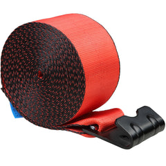 Winch Straps, 10.2 cm x 9.1 m, 2.7T Load Capacity, 8.2T Breaking Strength, Truck Straps with Flat Hook, Flatbed Tie Downs Cargo Control for Trailers, Farms, Rescues, Tree Saver, Red (10 Pack)