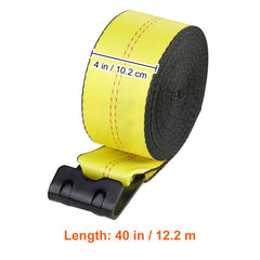 Winch Straps, 10.2 cm x 12.2 m, 2.7T Load Capacity, 8.2T Break Strength, Truck Straps with Flat Hook, Flatbed Tie Downs Cargo Control for Trailers, Farms, Rescues, Tree Saver, Yellow (10 Pack)