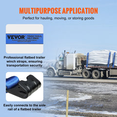 Winch Straps, 10.2 cm x 9.1 m, 2.7T Load Capacity, 8.2T Breaking Strength, Truck Straps with Flat Hook, Flatbed Tie Downs Cargo Control for Trailers, Farms, Rescues, Tree Saver, Blue (10 Pack)