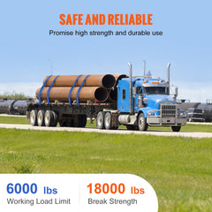 Winch Straps, 10.2 cm x 9.1 m, 2.7T Load Capacity, 8.2T Breaking Strength, Truck Straps with Flat Hook, Flatbed Tie Downs Cargo Control for Trailers, Farms, Rescues, Tree Saver, Blue (10 Pack)