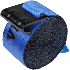 Winch Straps, 10.2 cm x 9.1 m, 2.7T Load Capacity, 8.2T Breaking Strength, Truck Straps with Flat Hook, Flatbed Tie Downs Cargo Control for Trailers, Farms, Rescues, Tree Saver, Blue (10 Pack)