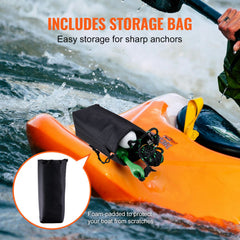 Kayak Anchor Kit, 3.5 lb Paddle Board Anchor Kit with 26.2 ft/8 m Rope and Buoy, Folding Small Boat Anchor with Storage Bag and Snap Hook, Kayak Accessories for Kayaks, Small Boats, Canoes