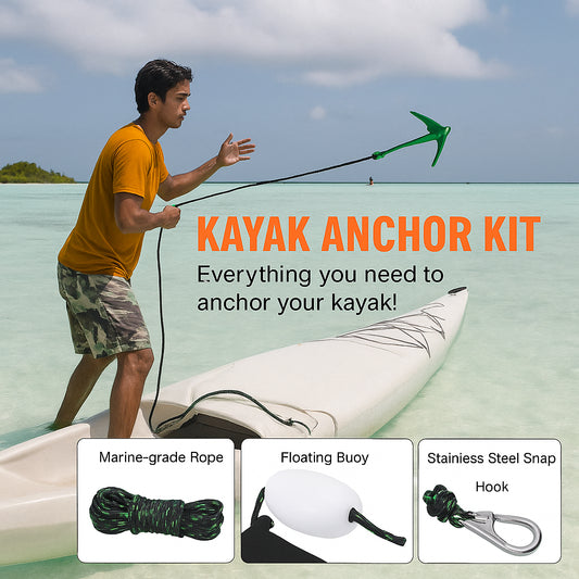 Kayak Anchor Kit, 3.5 lb Paddle Board Anchor Kit with 26.2 ft/8 m Rope and Buoy, Folding Small Boat Anchor with Storage Bag and Snap Hook, Kayak Accessories for Kayaks, Small Boats, Canoes