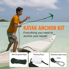 Kayak Anchor Kit, 3.5 lb Paddle Board Anchor Kit with 26.2 ft/8 m Rope and Buoy, Folding Small Boat Anchor with Storage Bag and Snap Hook, Kayak Accessories for Kayaks, Small Boats, Canoes