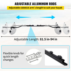 Kayak Outrigger Stabilizer Inflatable Outrigger Float 2PCS PVC w/ Arms Rod