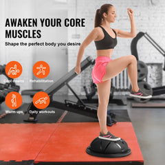 Half Exercise Ball Trainer, 23 inch Balance Ball Trainer, 660 lbs Capacity Stability Ball, Yoga Ball with Resistance Bands and Pump, Strength Fitness Ball for Home Gym, Full Body Workouts, Black