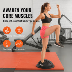 Half Exercise Ball Trainer, 23 inch Balance Ball Trainer, 660 lbs Capacity Stability Ball, Yoga Ball with Resistance Bands and Pump, Strength Fitness Ball for Home Gym, Full Body Workouts, Black