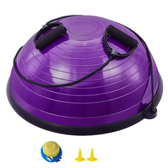 Half Exercise Ball Trainer, 23 inch Balance Ball Trainer, 660lbs Stability Ball, Yoga Ball with Resistance Bands & Foot Pump, Strength Fitness Ball for Home Gym, Full Body Workout, Purple
