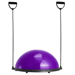 Half Exercise Ball Trainer, 23 inch Balance Ball Trainer, 660lbs Stability Ball, Yoga Ball with Resistance Bands & Foot Pump, Strength Fitness Ball for Home Gym, Full Body Workout, Purple